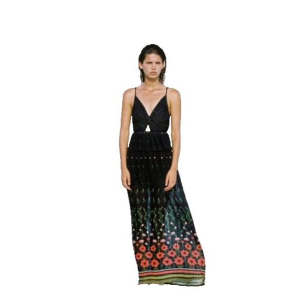 Sabina Musayev Selina Gown Medium Black Floral Boho Chic Whimsical Resortwear